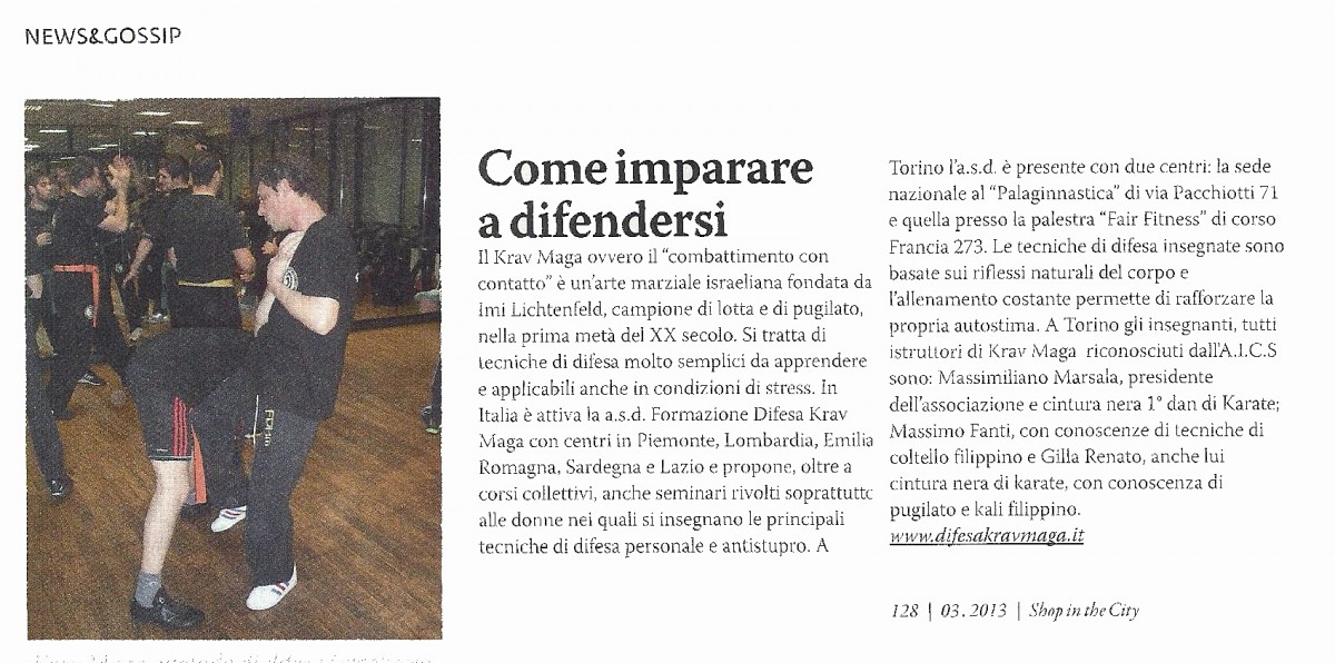 Shop in the City Articolo Krav Maga Marzo 2013