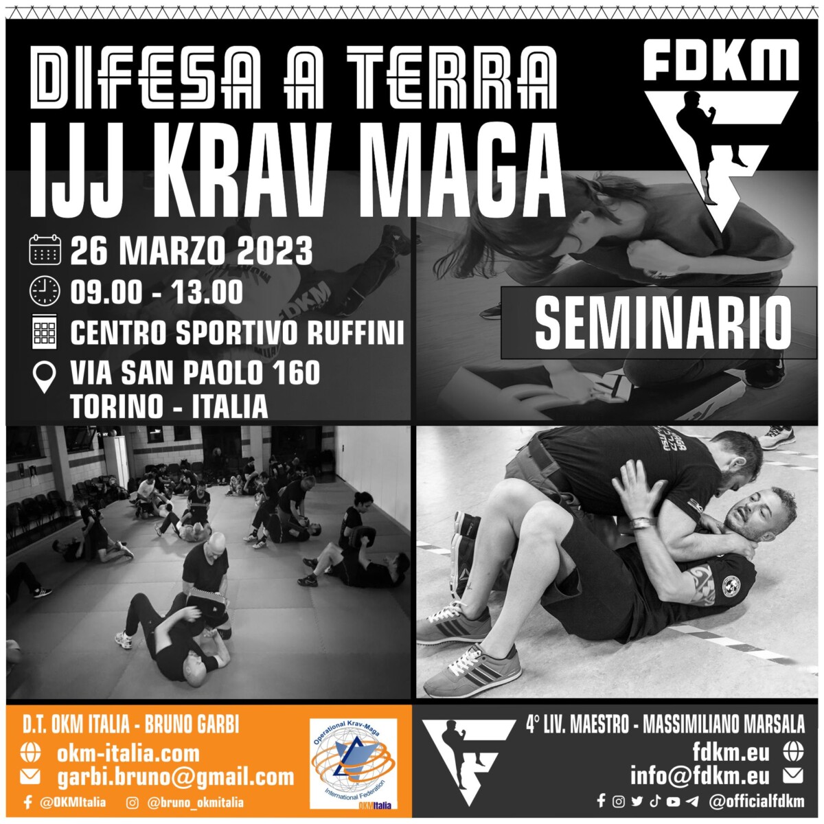 Difesa a Terra IJJ Krav Maga OKM FDKM Torino 26 Marzo 2023