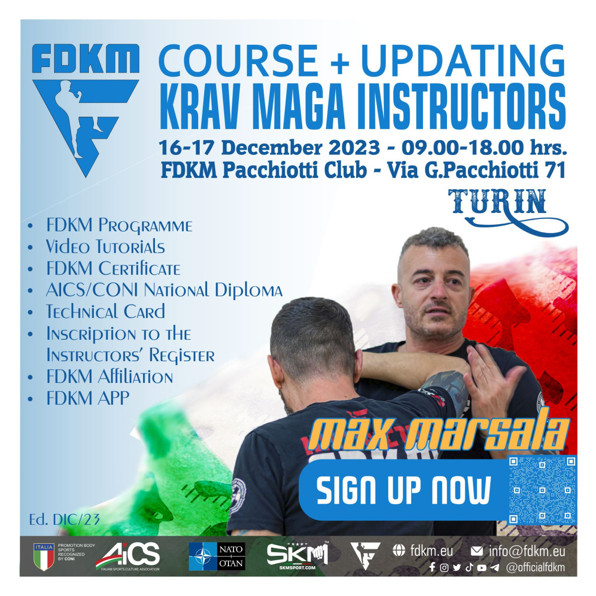 Course and Updating Krav Maga Instructors FDKM Turin 16-17 December 2023