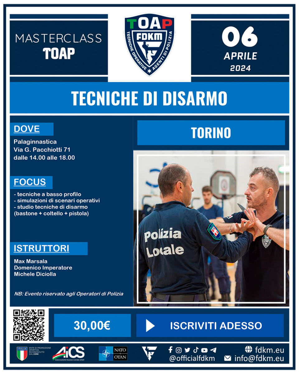 Masterclass Toap tecniche di disarmo Torino 6 Aprile 2024