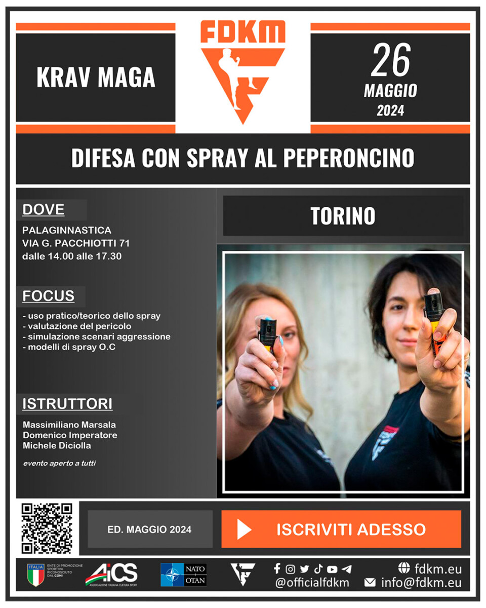 Difesa con Spray al Peperoncino Torino 26 Maggio 2024