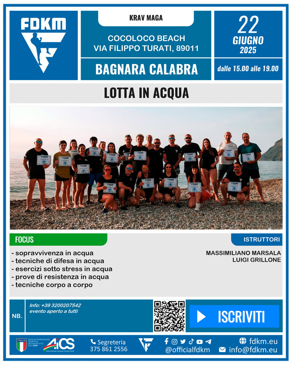 seminario krav maga lotta in acqua bagnara calabra 22 giugno 2025